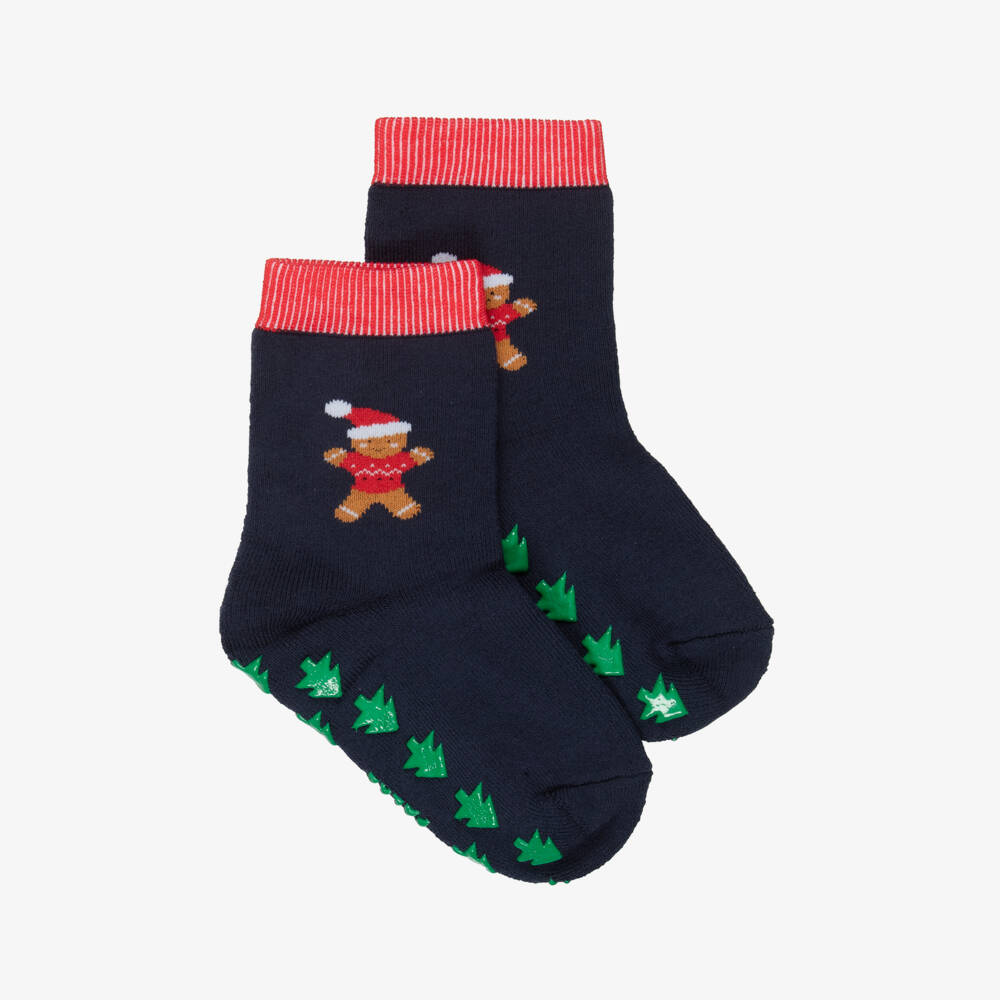 Falke-Navy Blue Gingerbread Man Slipper Socks | Childrensalon Outlet