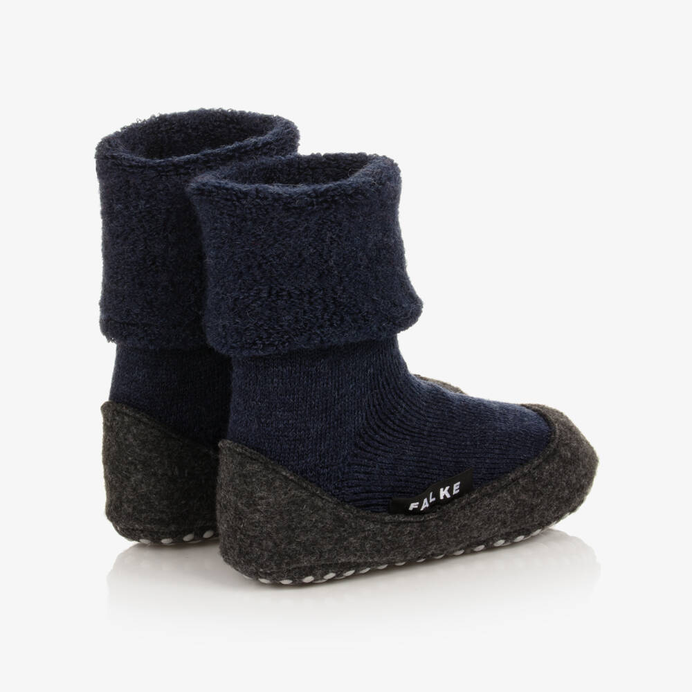 Falke-Navy Blue Wool Slipper Socks | Childrensalon Outlet