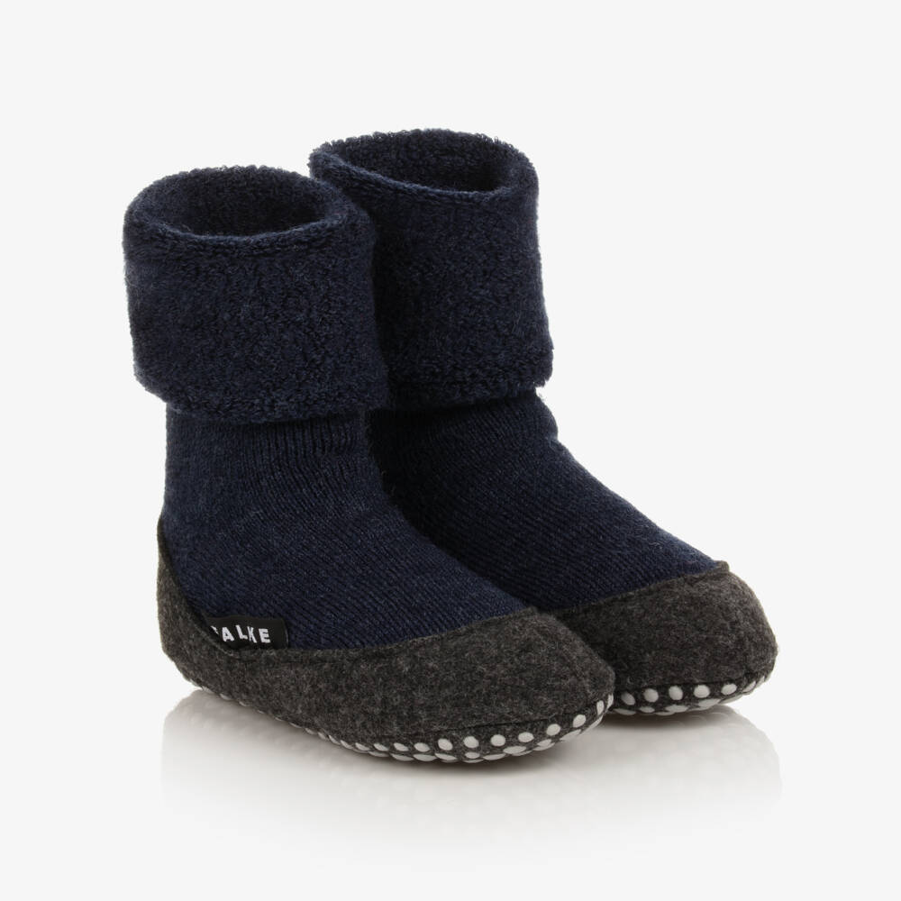 Falke-Navy Blue Wool Slipper Socks | Childrensalon Outlet