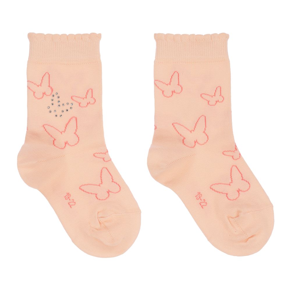 Falke - Pink Cotton Butterfly Socks  | Childrensalon
