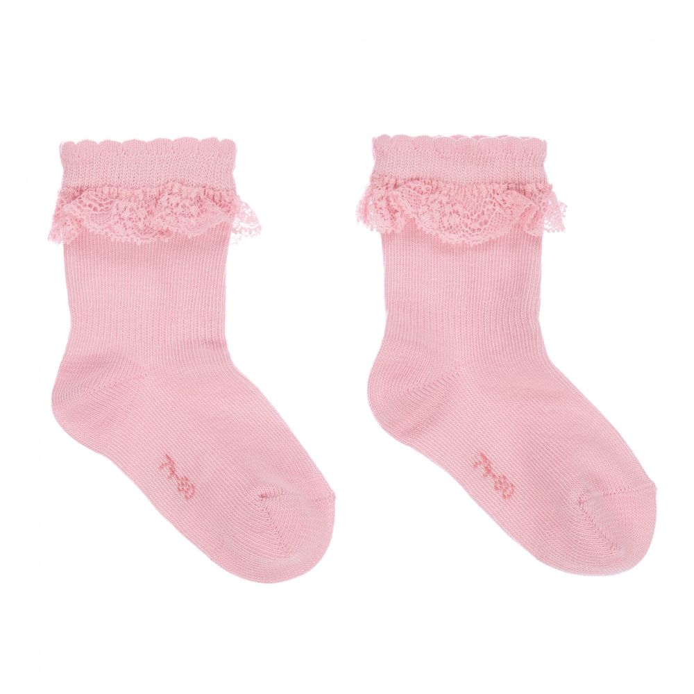 Falke - Pink Lace Trim Socks | Childrensalon