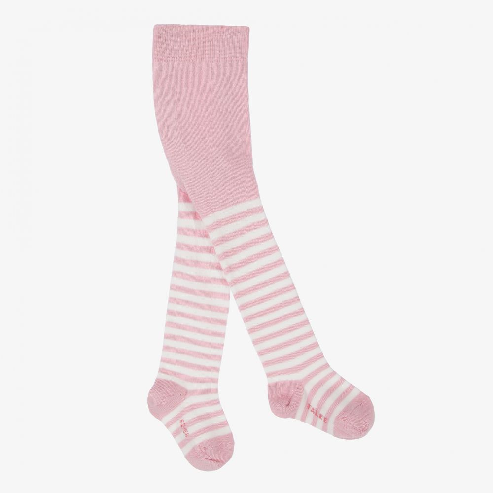Falke-Pink Striped Cotton Tights | Childrensalon Outlet
