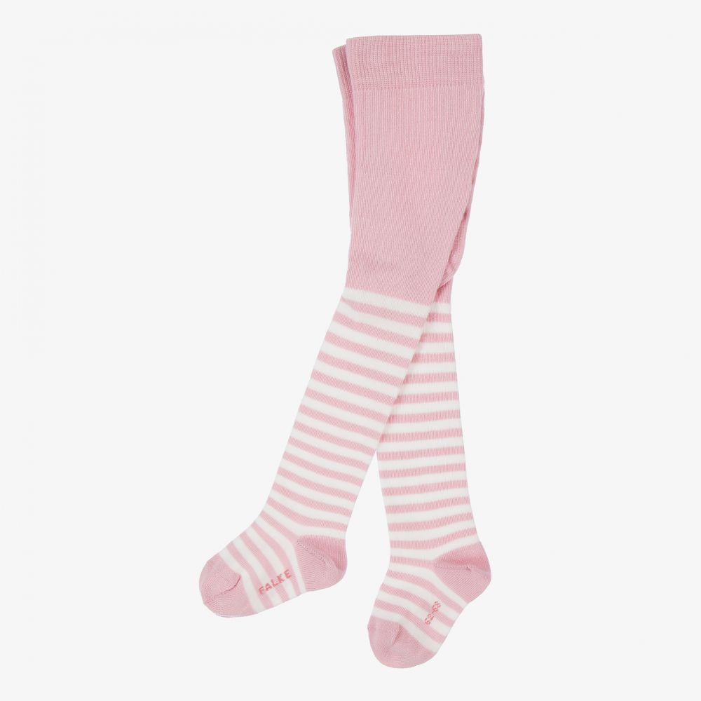 Falke-Pink Striped Cotton Tights | Childrensalon Outlet
