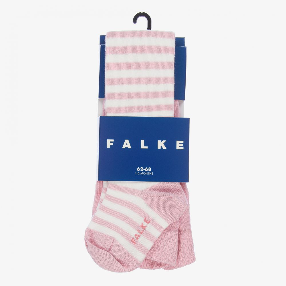 Falke-Pink Striped Cotton Tights | Childrensalon Outlet