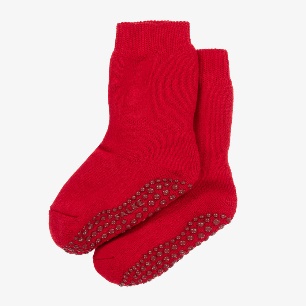 Falke-Red Cotton Wool Slipper Socks | Childrensalon Outlet