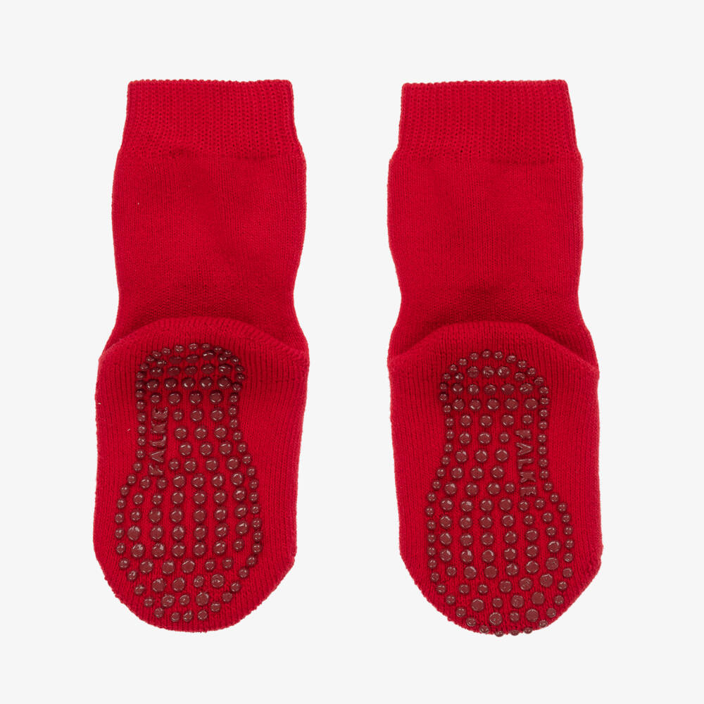 Falke-Red Cotton Wool Slipper Socks | Childrensalon Outlet