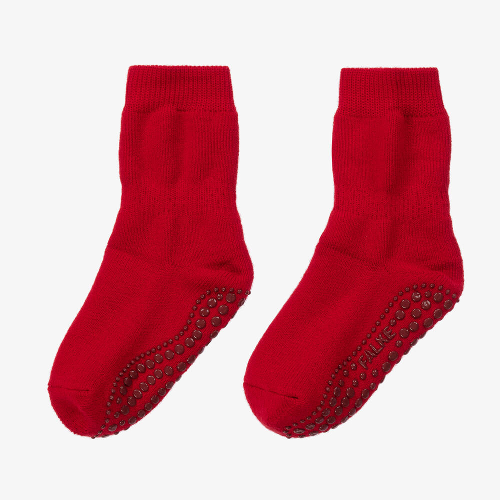 فالكي-جوارب قطن لون أحمر بنعل واقي من الإنزلاق | Childrensalon Outlet