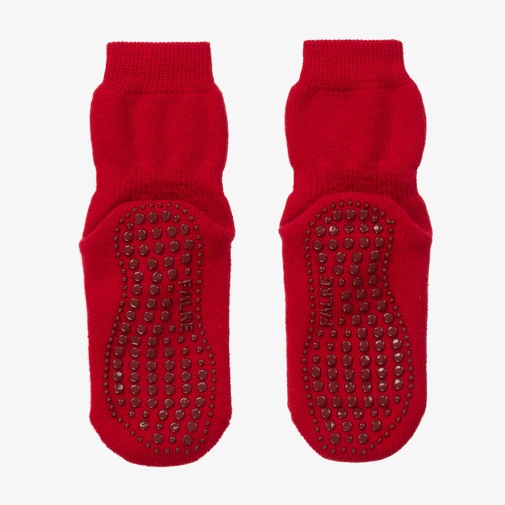 فالكي-جوارب قطن لون أحمر بنعل واقي من الإنزلاق | Childrensalon Outlet