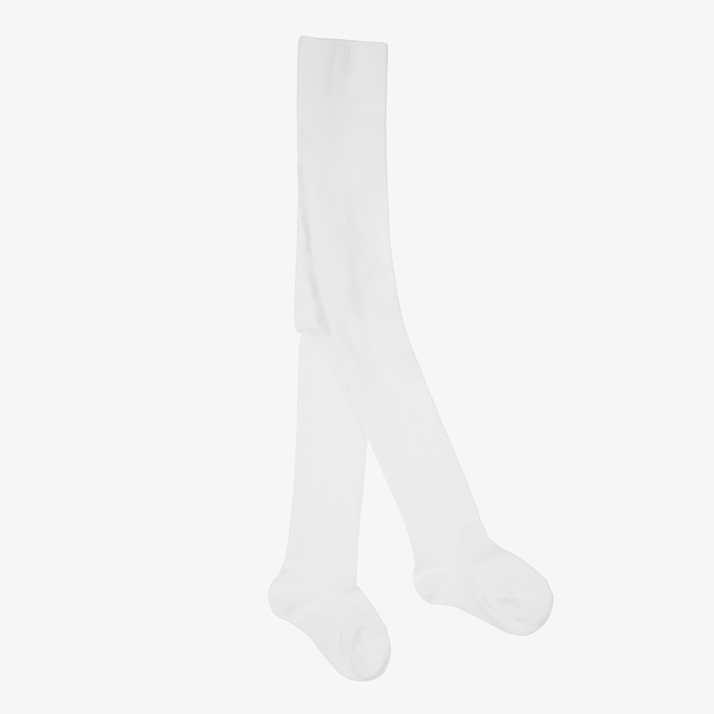 Falke - White Cotton Baby Tights | Childrensalon