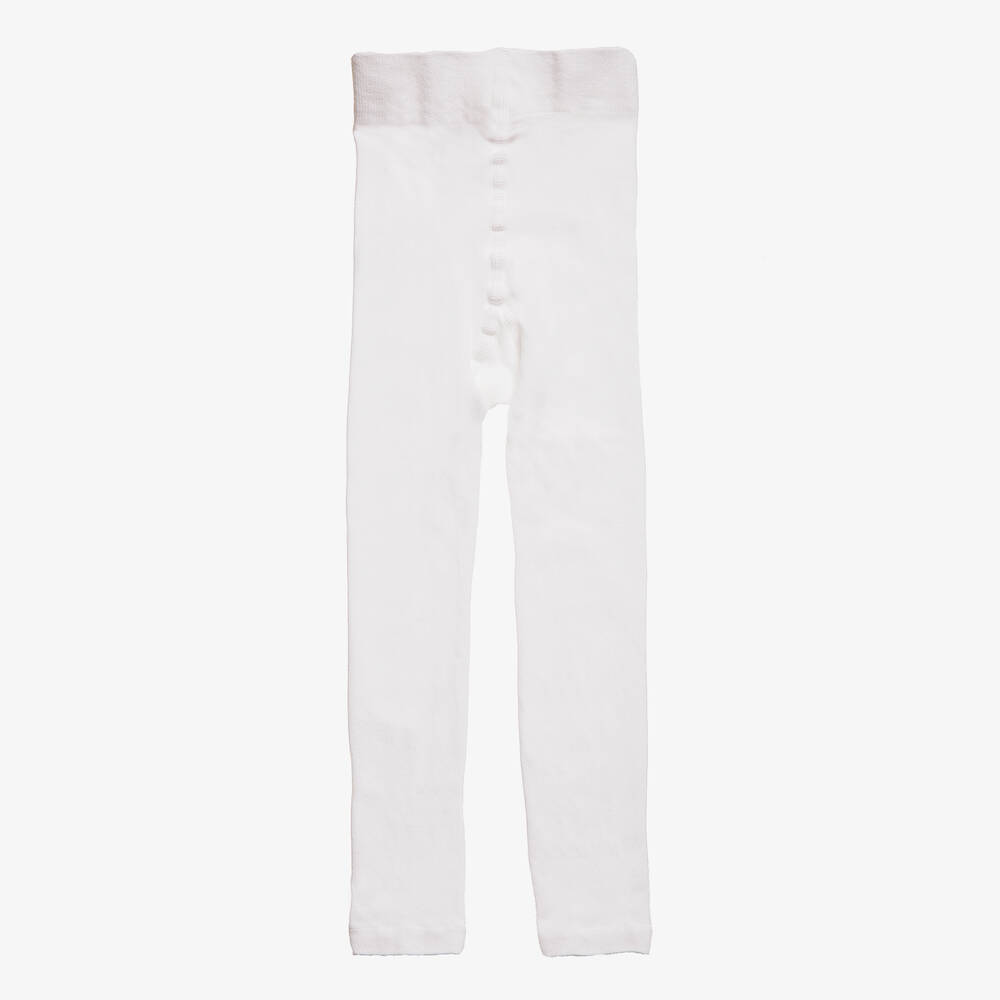 Falke - White Fine Cotton Footless Tights | Childrensalon
