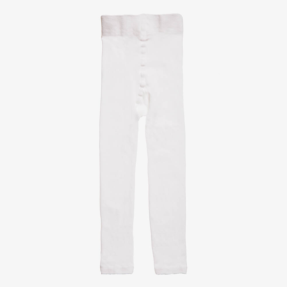 Falke - Collant sans pieds blanc en coton fin | Childrensalon