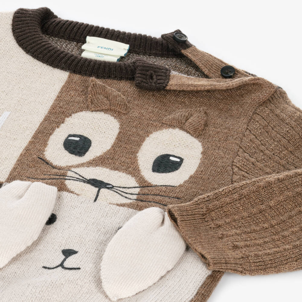 Fendi-كنزة صوفية دافئة بلون البيج | Childrensalon Outlet