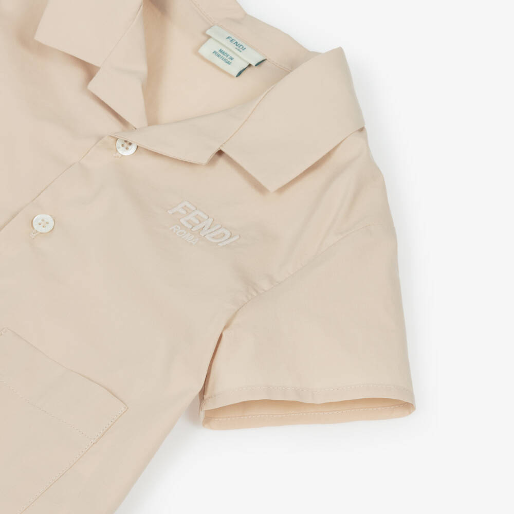 Fendi-Baby Boys Beige Cotton Shirt | Childrensalon Outlet