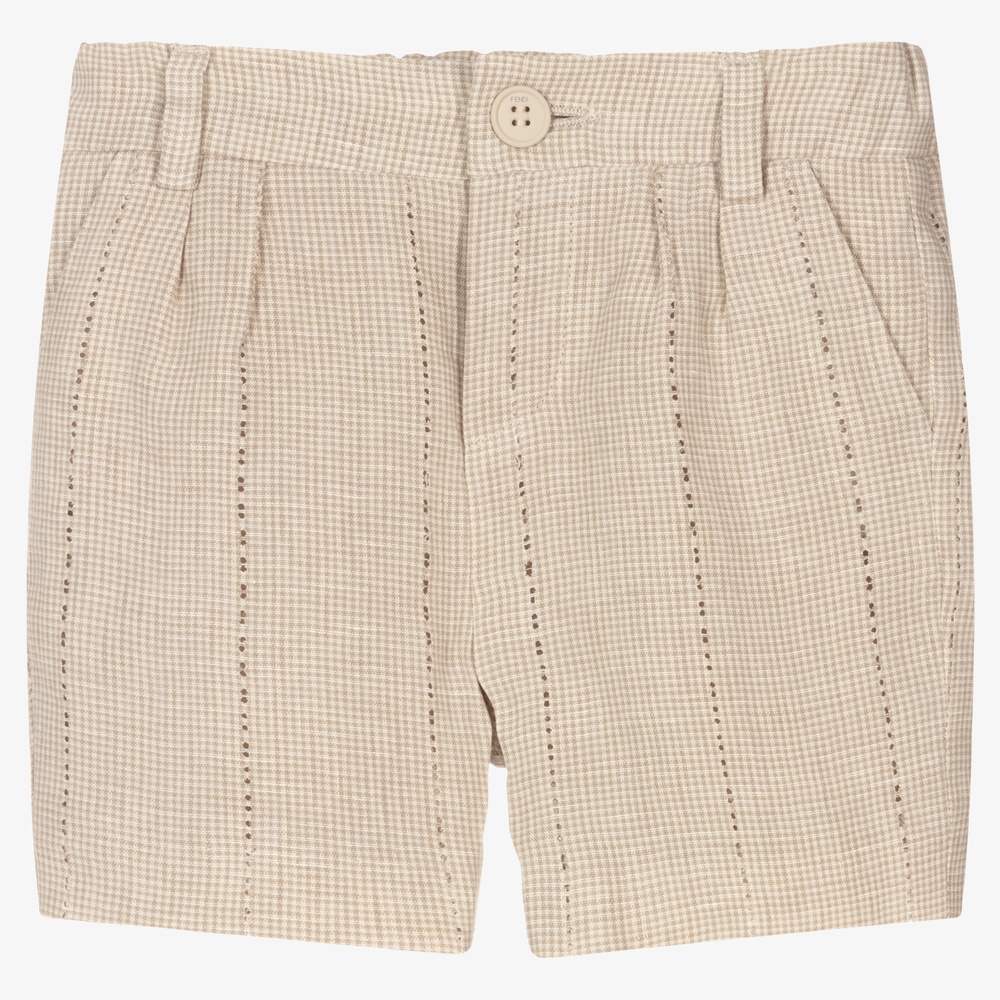 Fendi-Baby Boys Beige Linen Shorts | Childrensalon Outlet