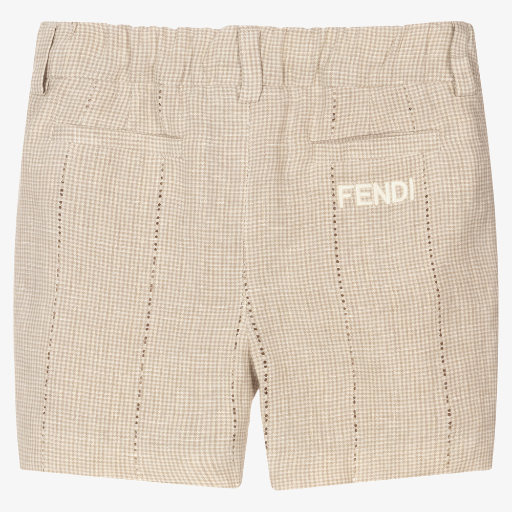 Fendi Baby Boys Beige Linen Shorts Childrensalon Outlet