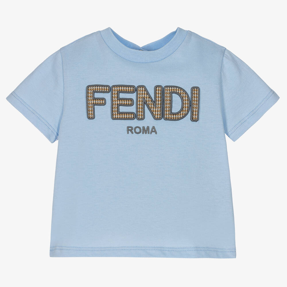 Fendi - Baby Boys Blue Logo T-Shirt | Childrensalon