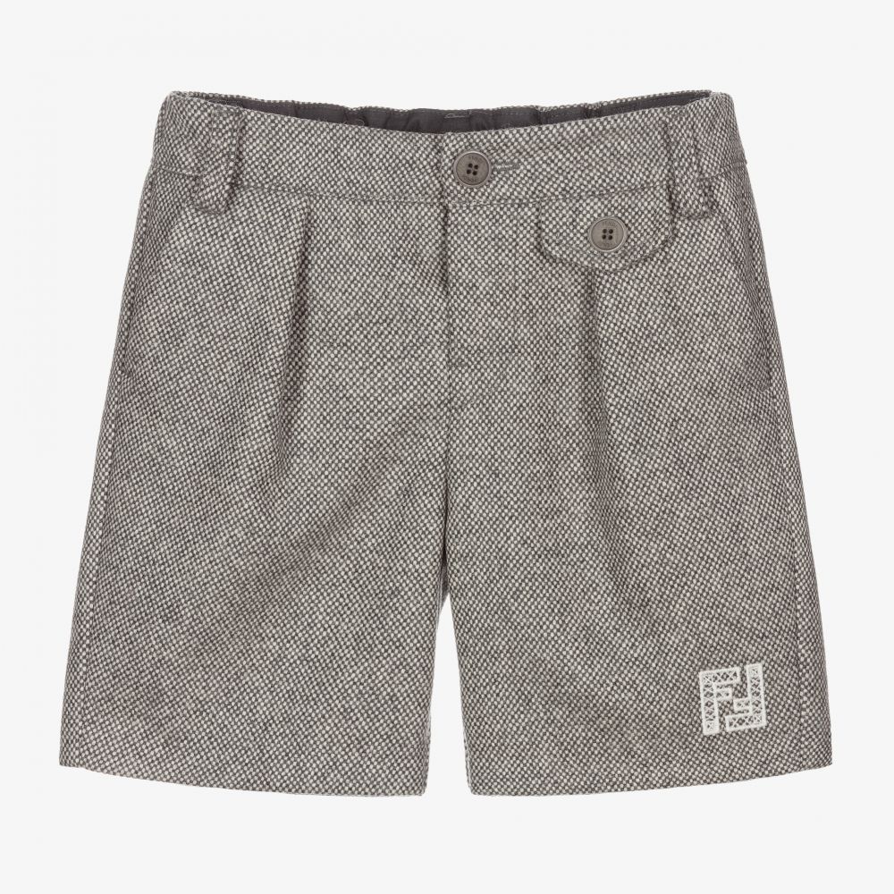 Fendi - Baby Boys Grey Wool Shorts | Childrensalon