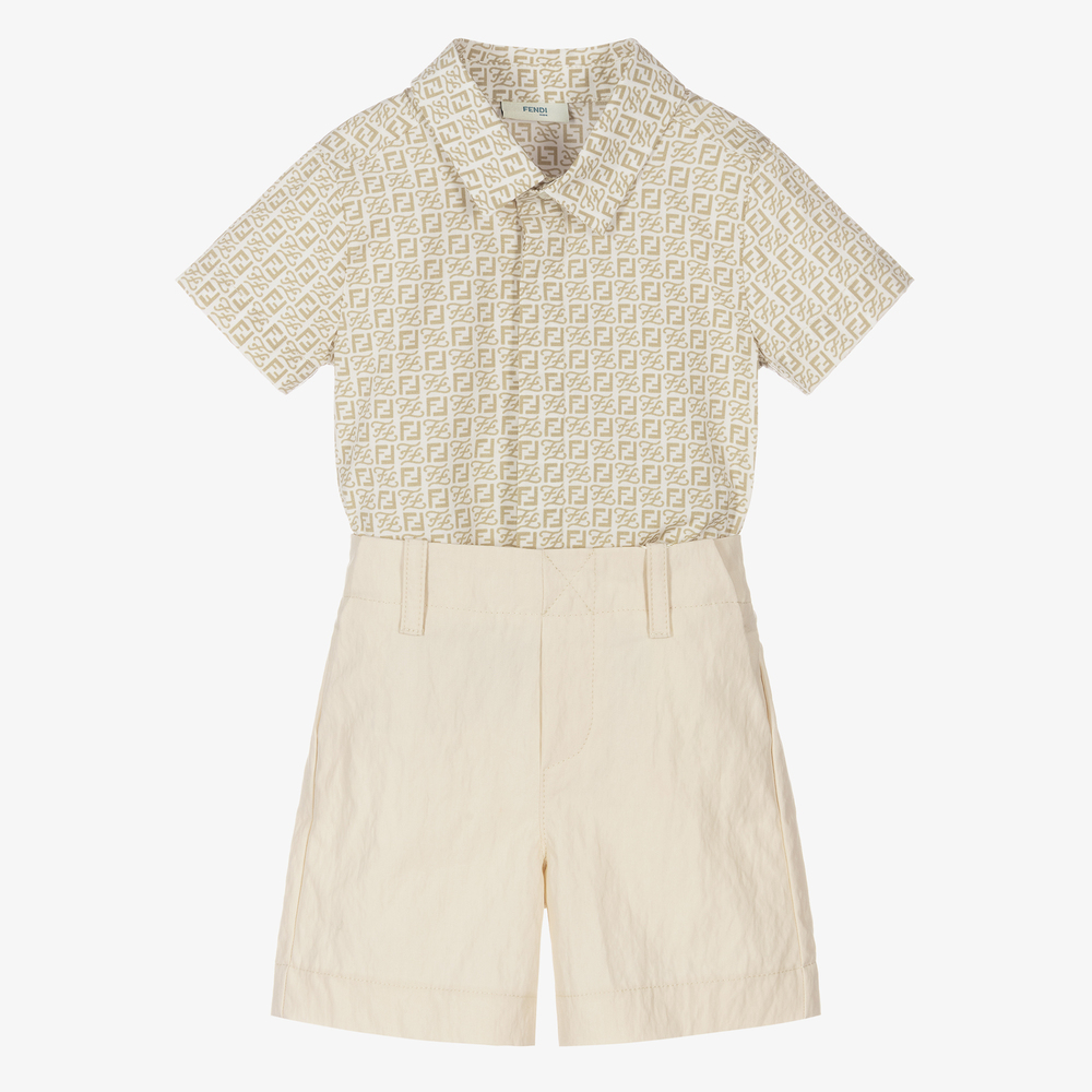 Fendi - Baby Boys Ivory FF Buster Suit | Childrensalon