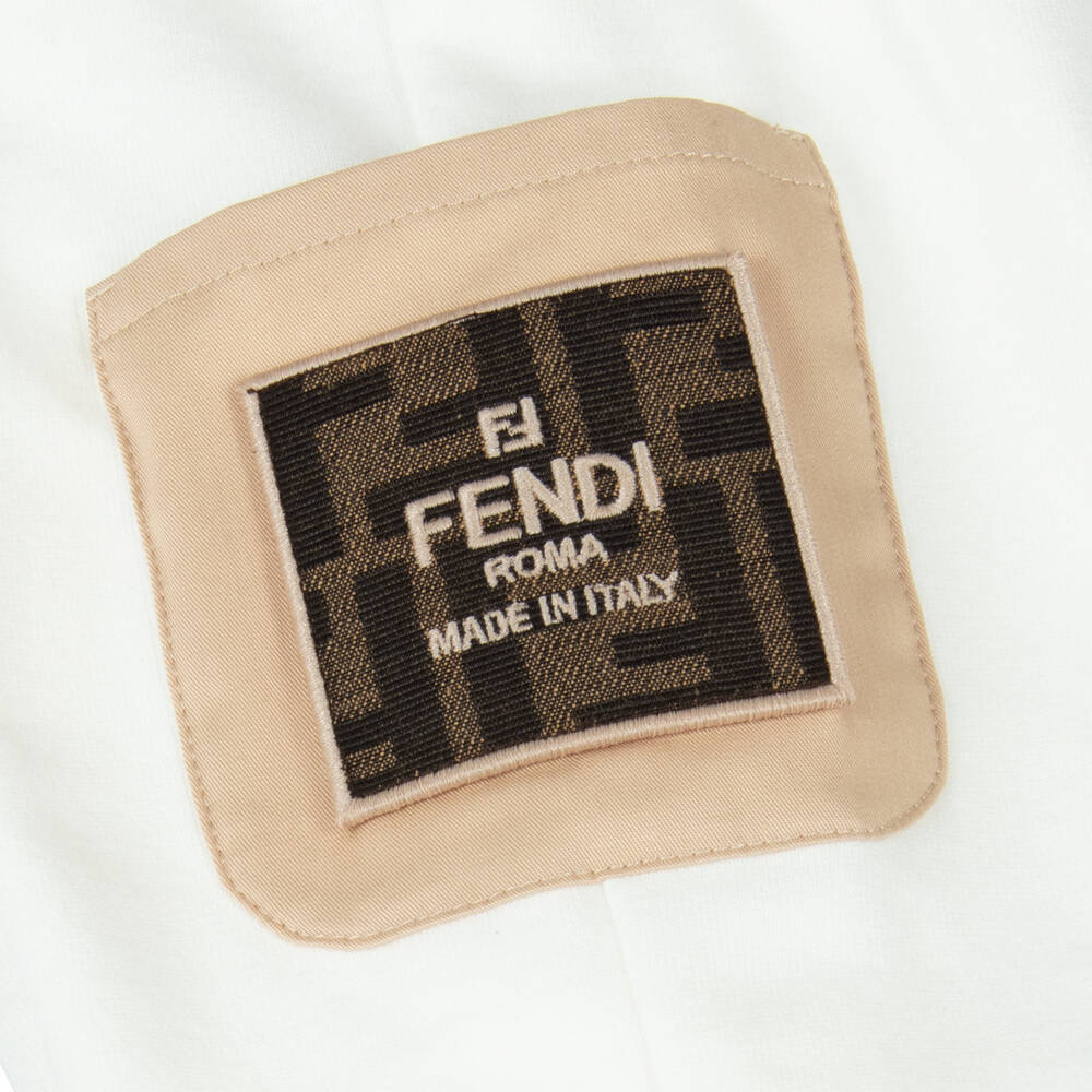 Fendi-بنطلون جوجرز قطني بيج-أبيض للأولاد | Childrensalon Outlet