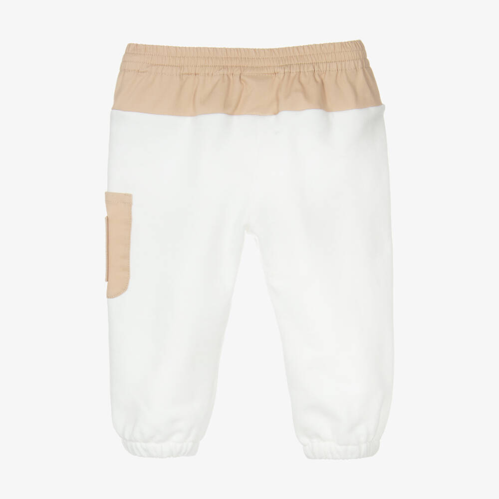 Fendi-بنطلون جوجرز قطني بيج-أبيض للأولاد | Childrensalon Outlet
