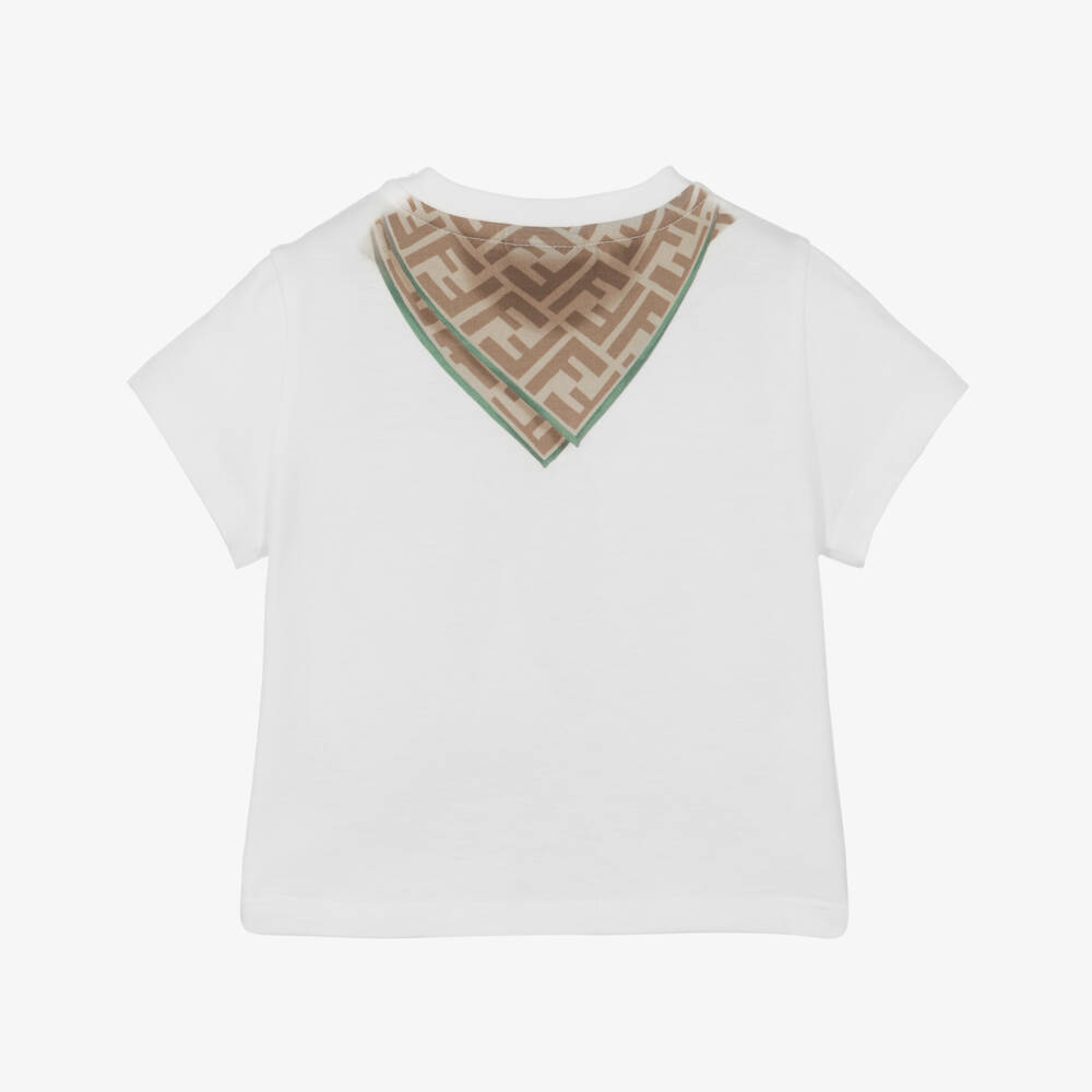 Fendi-Baby Boys White Cotton Scarf T-Shirt | Childrensalon Outlet
