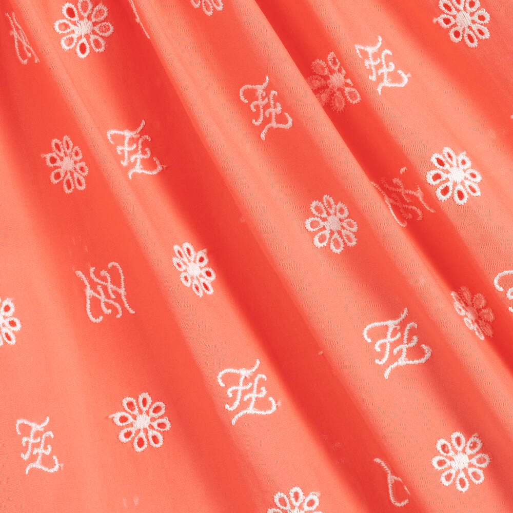 Fendi-Baby Coral Pink Cotton Dress | Childrensalon Outlet