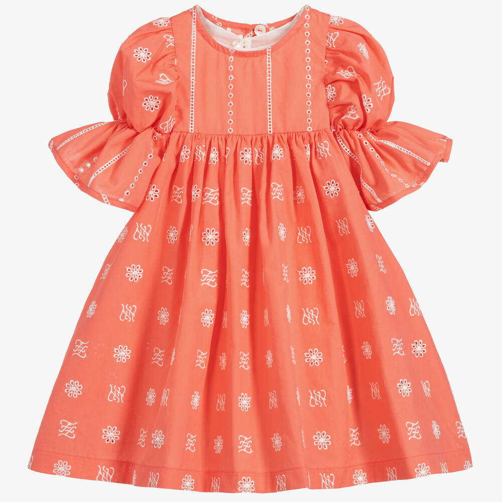 Fendi - Baby Coral Pink Cotton Dress | Childrensalon
