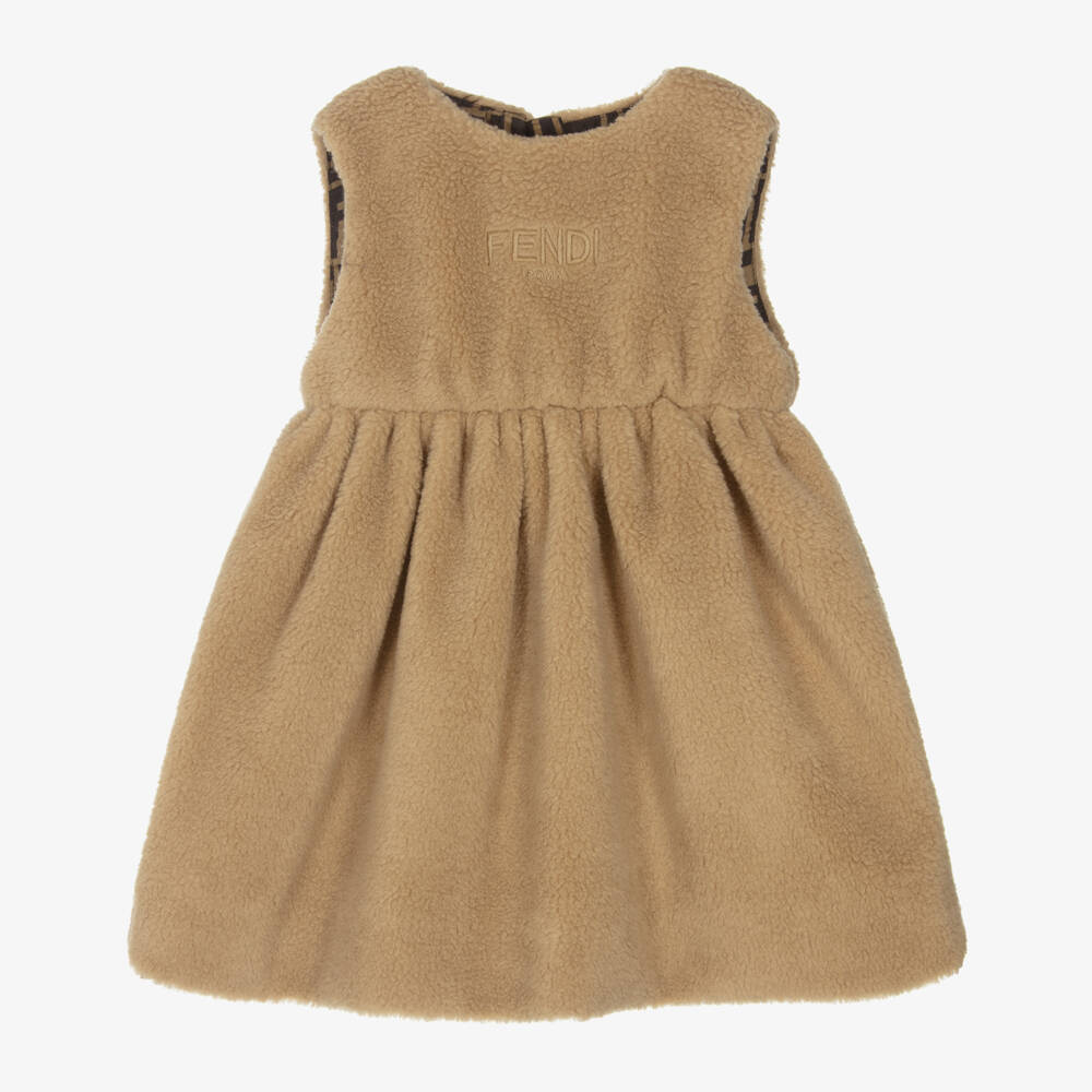 Fendi-فستان بيج دافئ من الصوف للفتيات | Childrensalon Outlet
