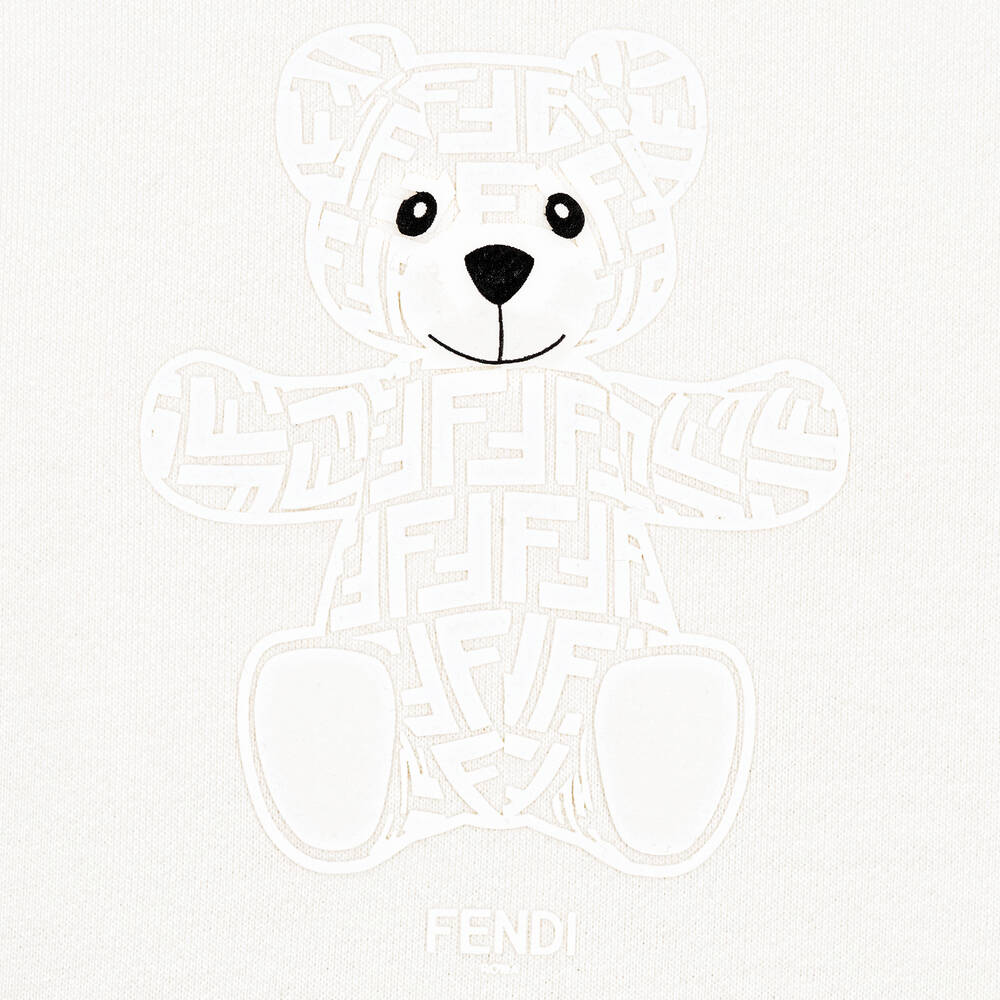Fendi-Baby Girls Ivory & Pink FF Bear Dress | Childrensalon Outlet