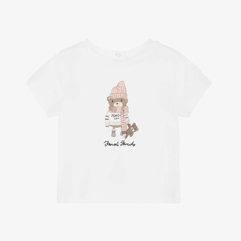 Fendi - Кремовая футболка для малышек | Childrensalon