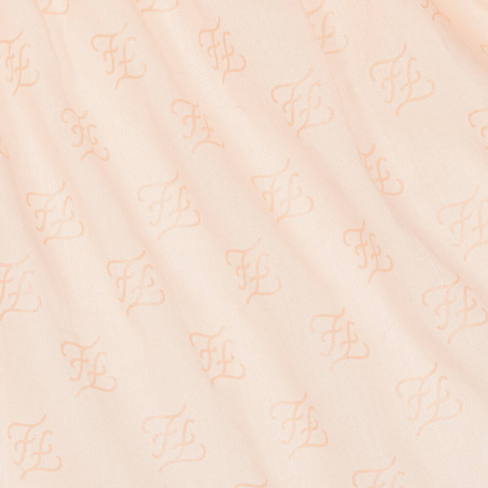 Fendi-Baby Girls Pink Cotton Karligraphy Dress | Childrensalon Outlet