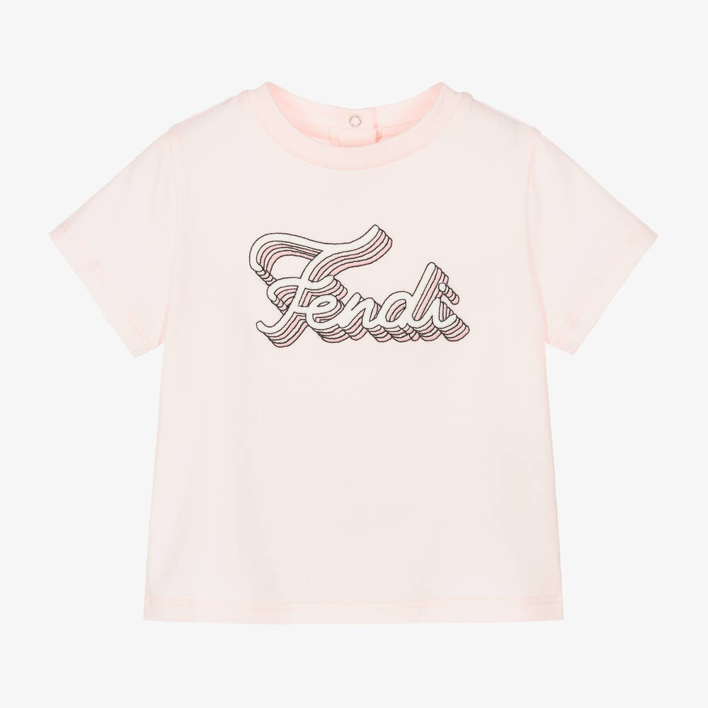 Fendi - Розовая хлопковая футболка для малышек | Childrensalon