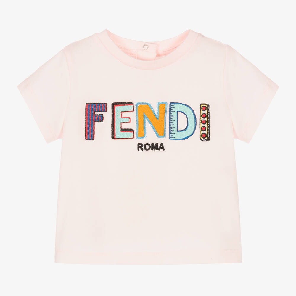 Fendi - Розовая хлопковая футболка для малышек | Childrensalon