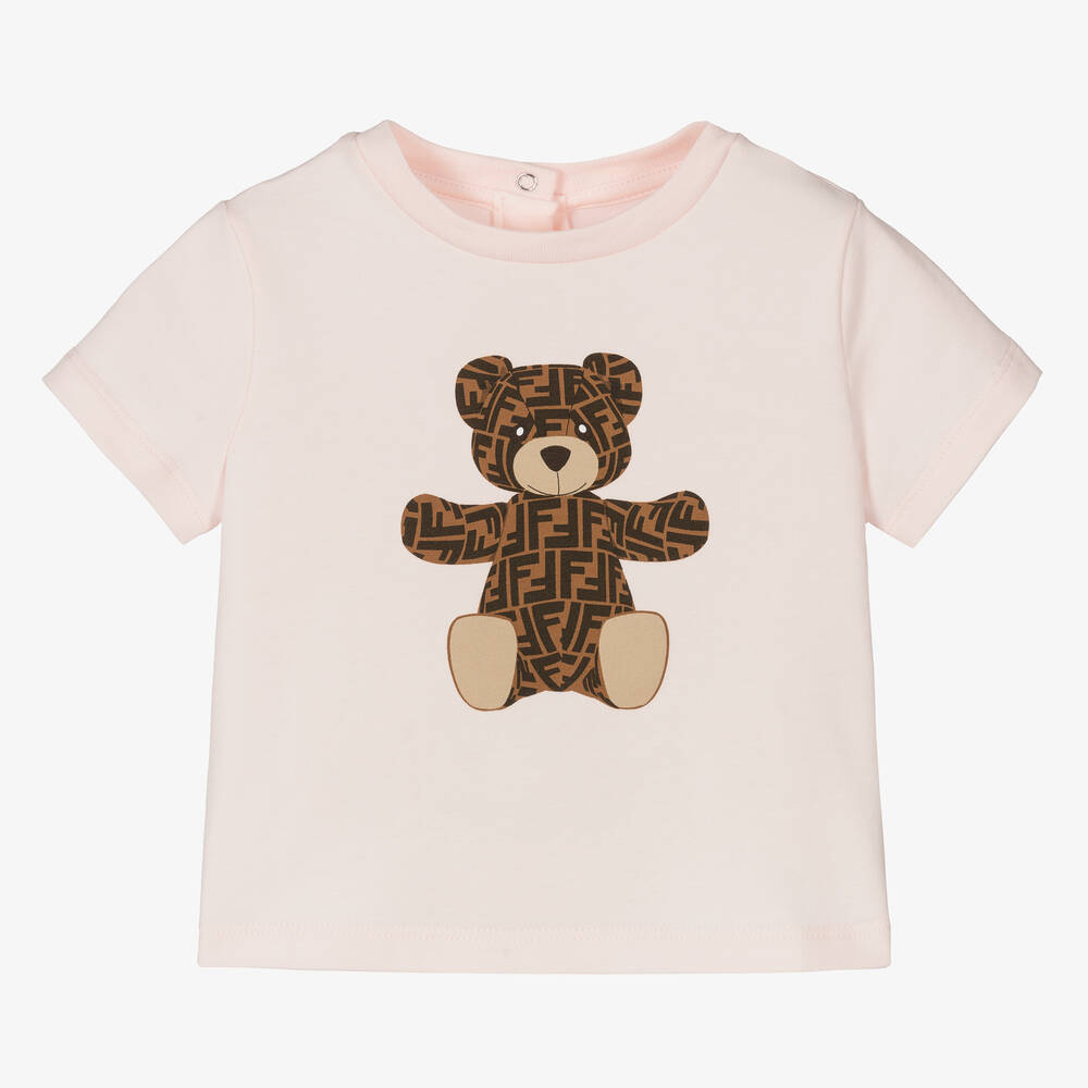 Fendi - Rosa FF Teddy T-Shirt für Babys (M) | Childrensalon