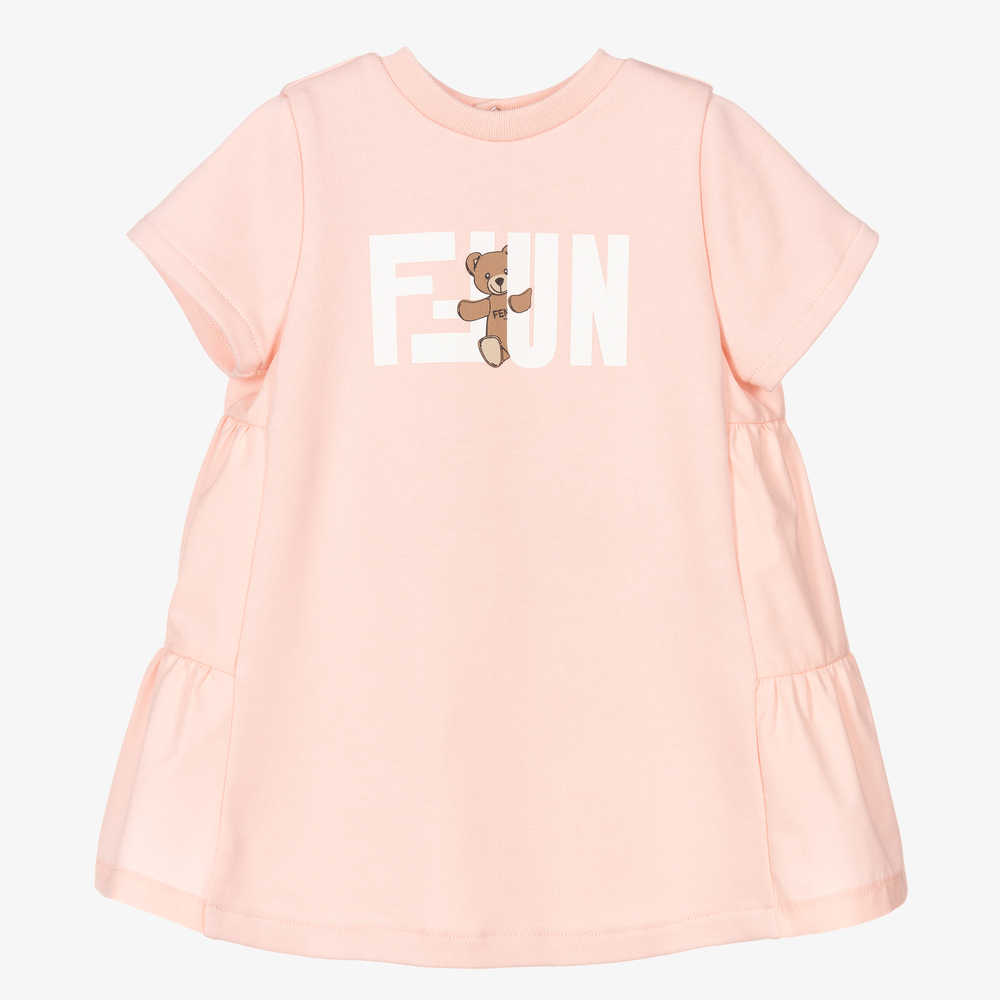 Fendi-Baby Girls Pink Logo Dress | Childrensalon Outlet