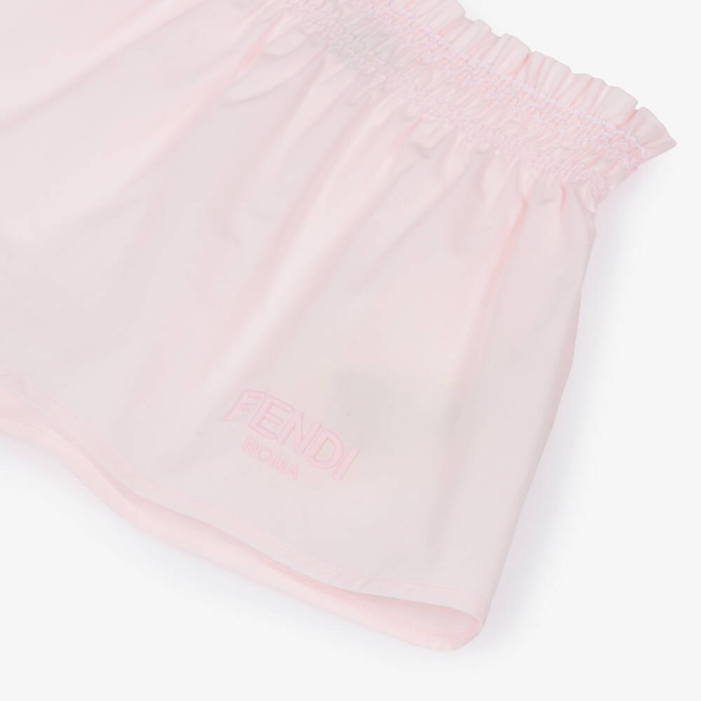 Fendi-Baby Girls Pink Smocked Cotton Skirt | Childrensalon Outlet