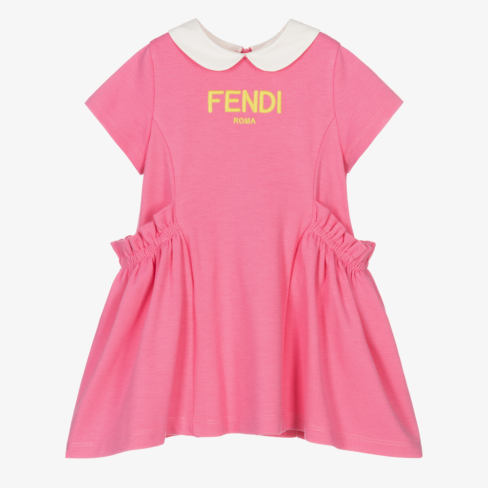 Fendi - Baby Girls Pink Viscose Dress  | Childrensalon