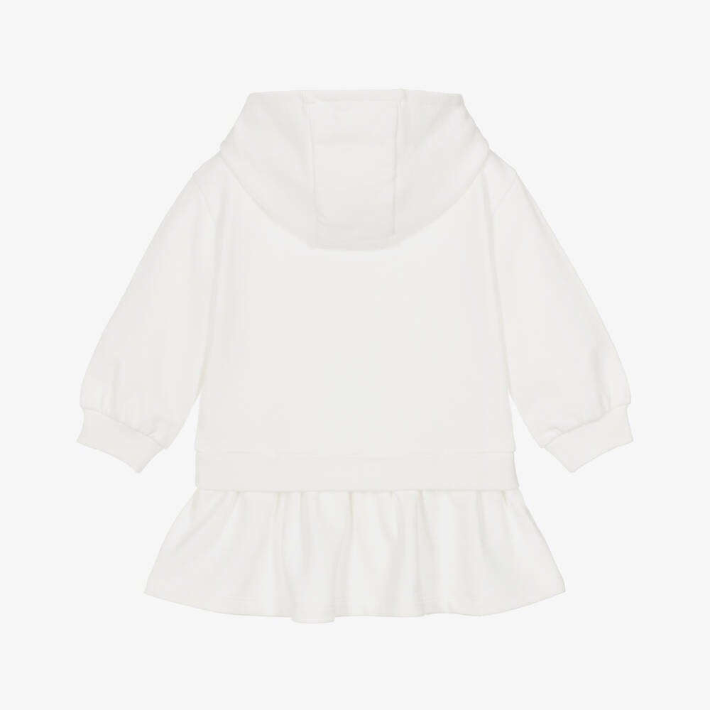 Fendi-Baby Girls White Cotton Sweatshirt Dress | Childrensalon Outlet