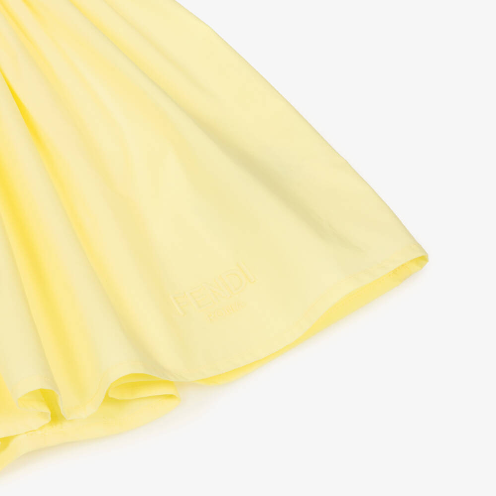Fendi-Baby Girls Yellow Smocked Cotton Dress | Childrensalon Outlet