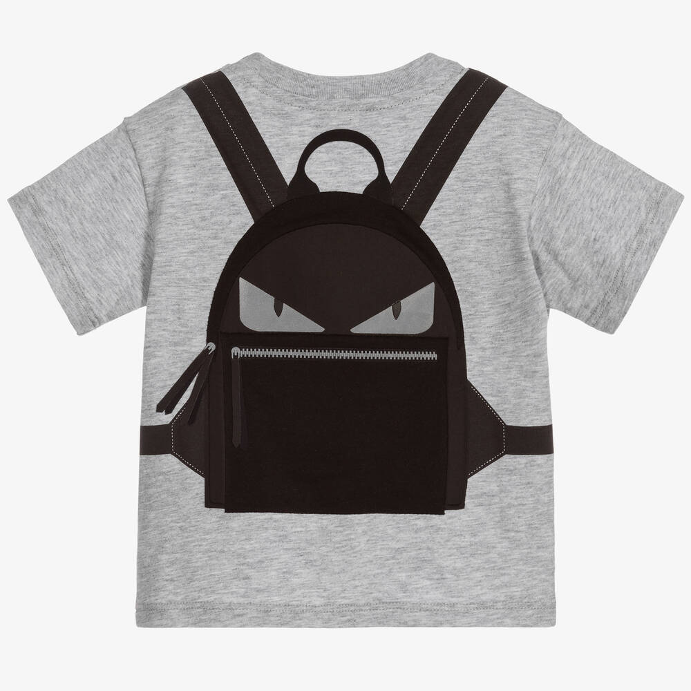 فندي-تيشيرت قطن لون رمادي وأسود للمواليد | Childrensalon Outlet