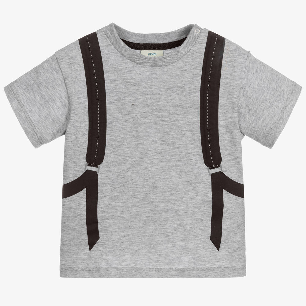 Fendi - Baby Grey Cotton T-Shirt | Childrensalon