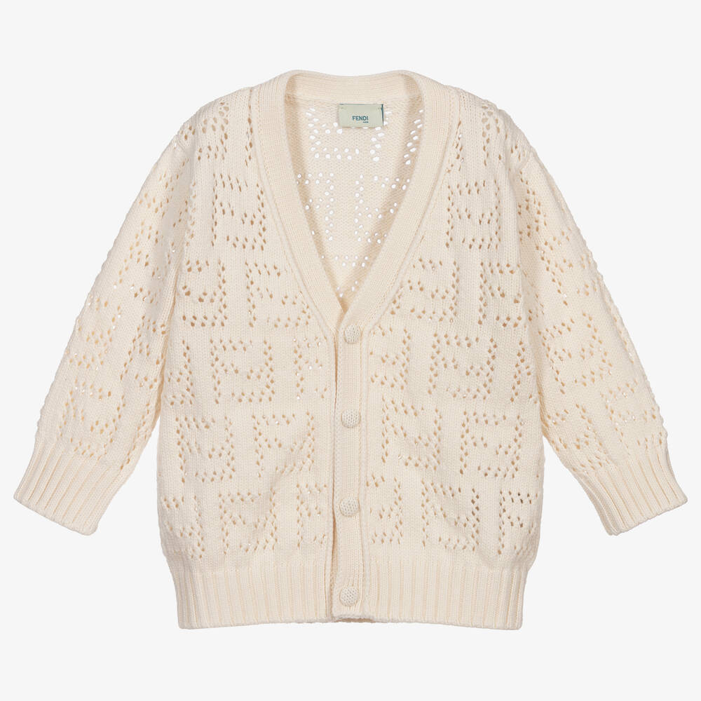 Fendi - Baby Ivory Knitted FF Cardigan | Childrensalon