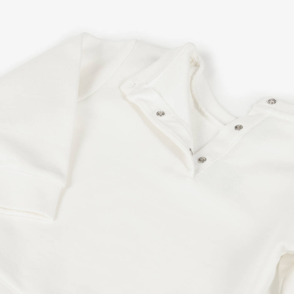 Fendi-Baby White Cotton Embroidered Sweatshirt | Childrensalon Outlet