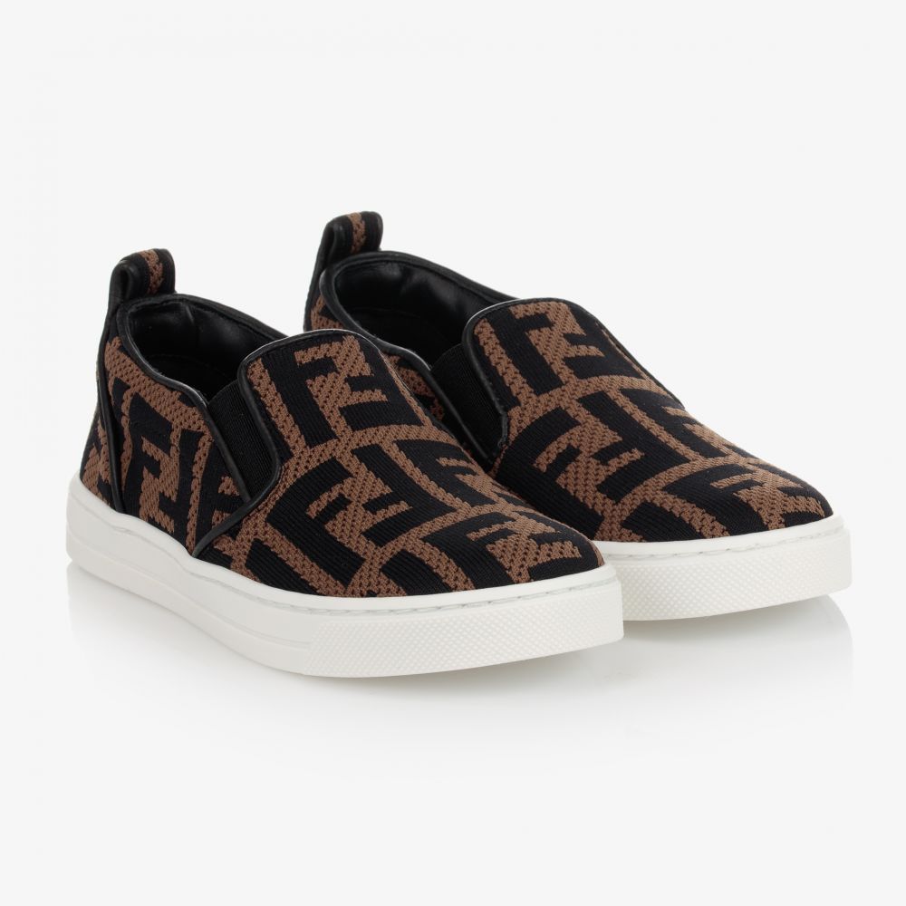 Fendi - Beige & Black FF Slip-On Shoes | Childrensalon