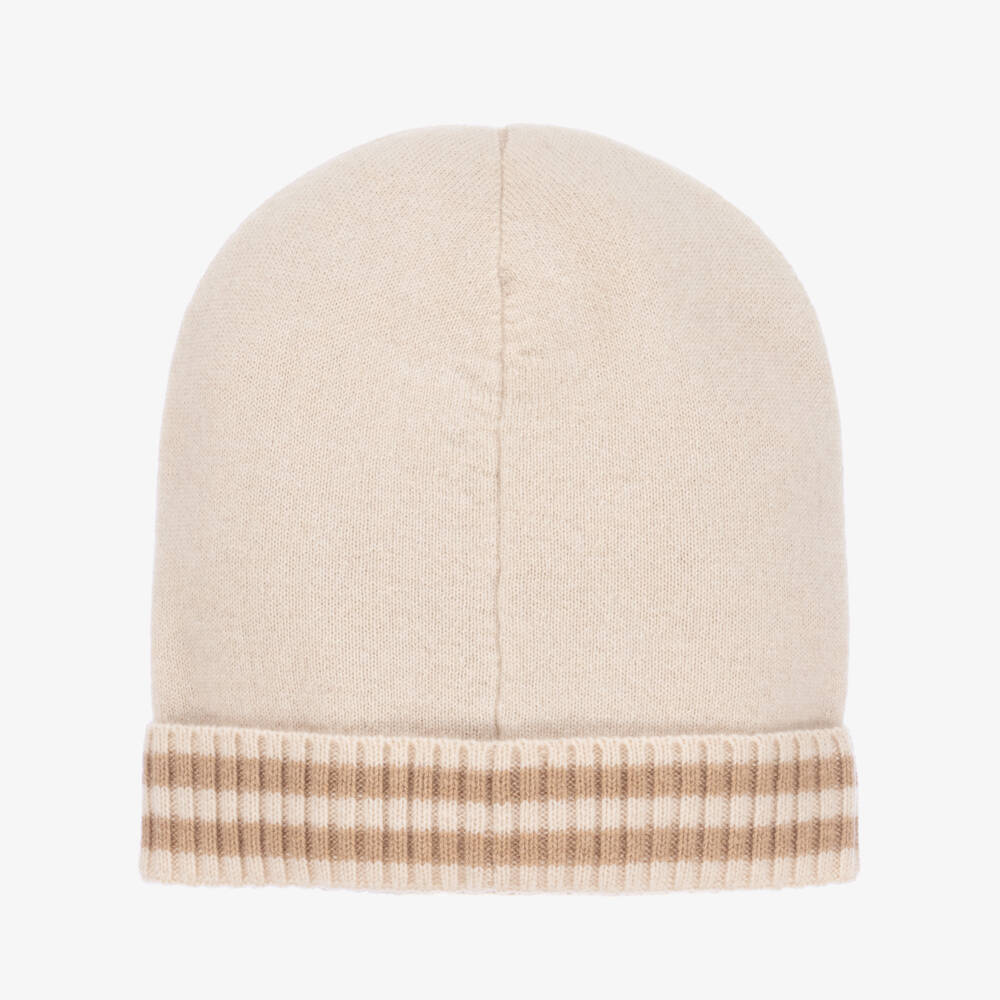 Fendi-Beige Cashmere Knit Beanie Hat | Childrensalon Outlet
