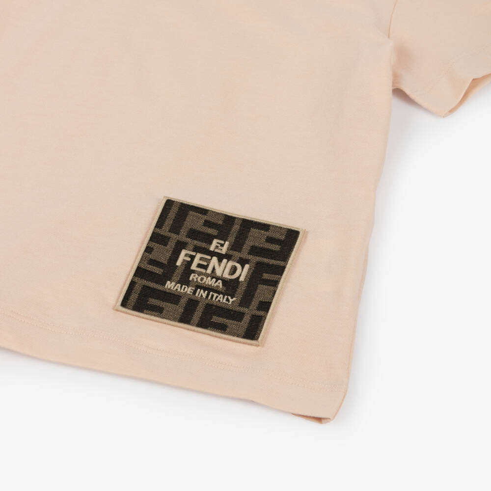 Fendi-Beige Cotton FF Logo T-Shirt | Childrensalon Outlet
