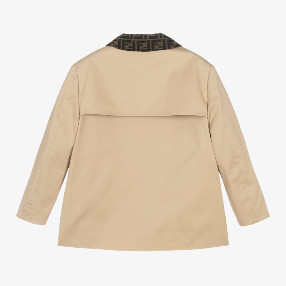 Fendi-معطف ترنش قطني بيج للأطفال | Childrensalon Outlet