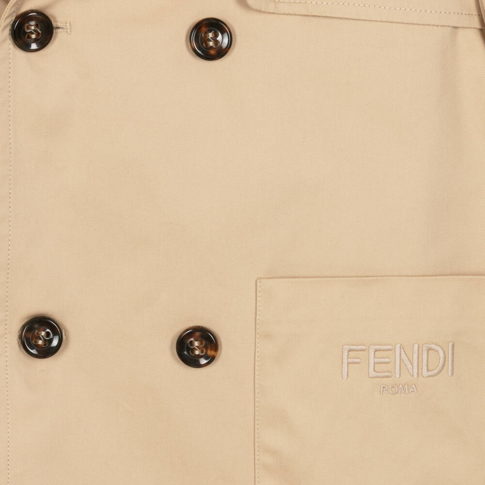 Fendi-معطف ترنش قطني بيج للأطفال | Childrensalon Outlet