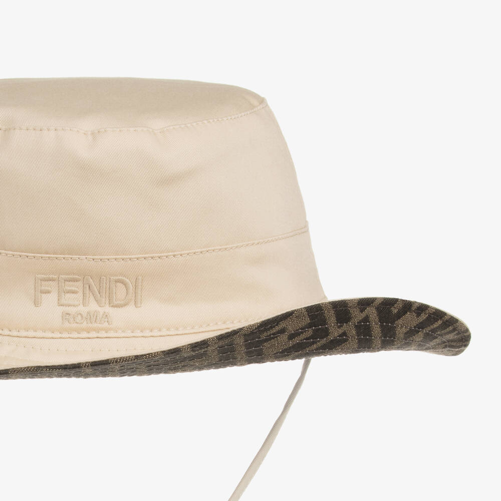 Fendi-قبعة دلو من القطن البيج | Childrensalon Outlet