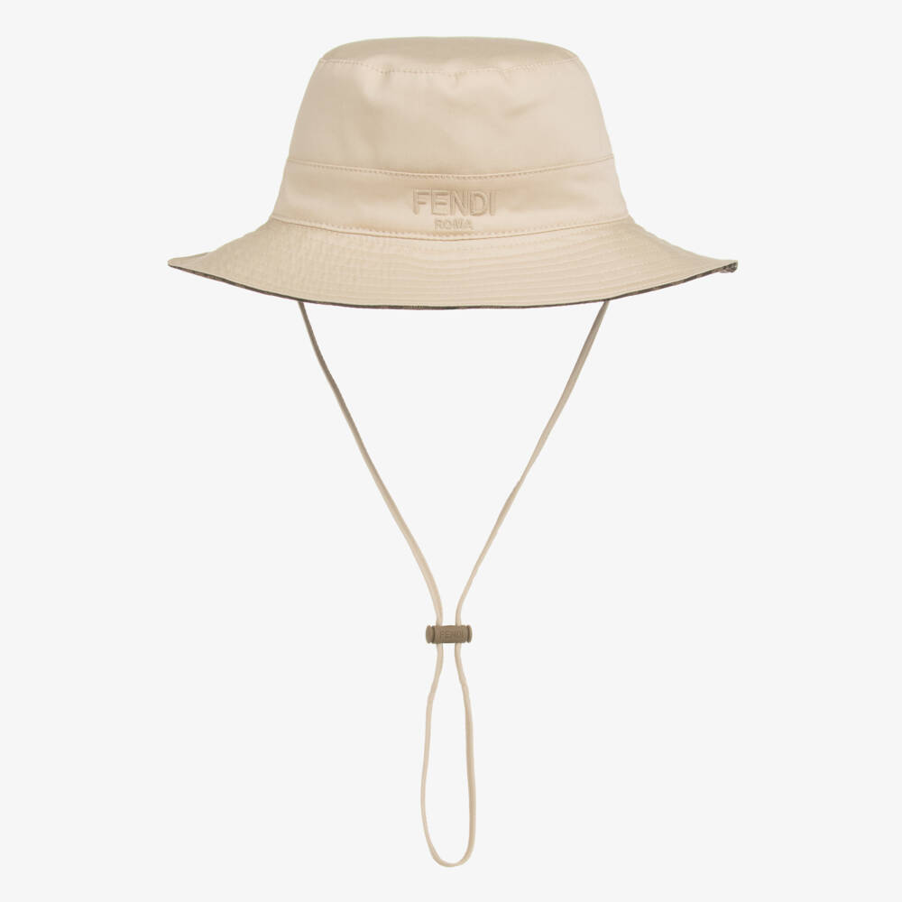 Fendi-قبعة دلو من القطن البيج | Childrensalon Outlet